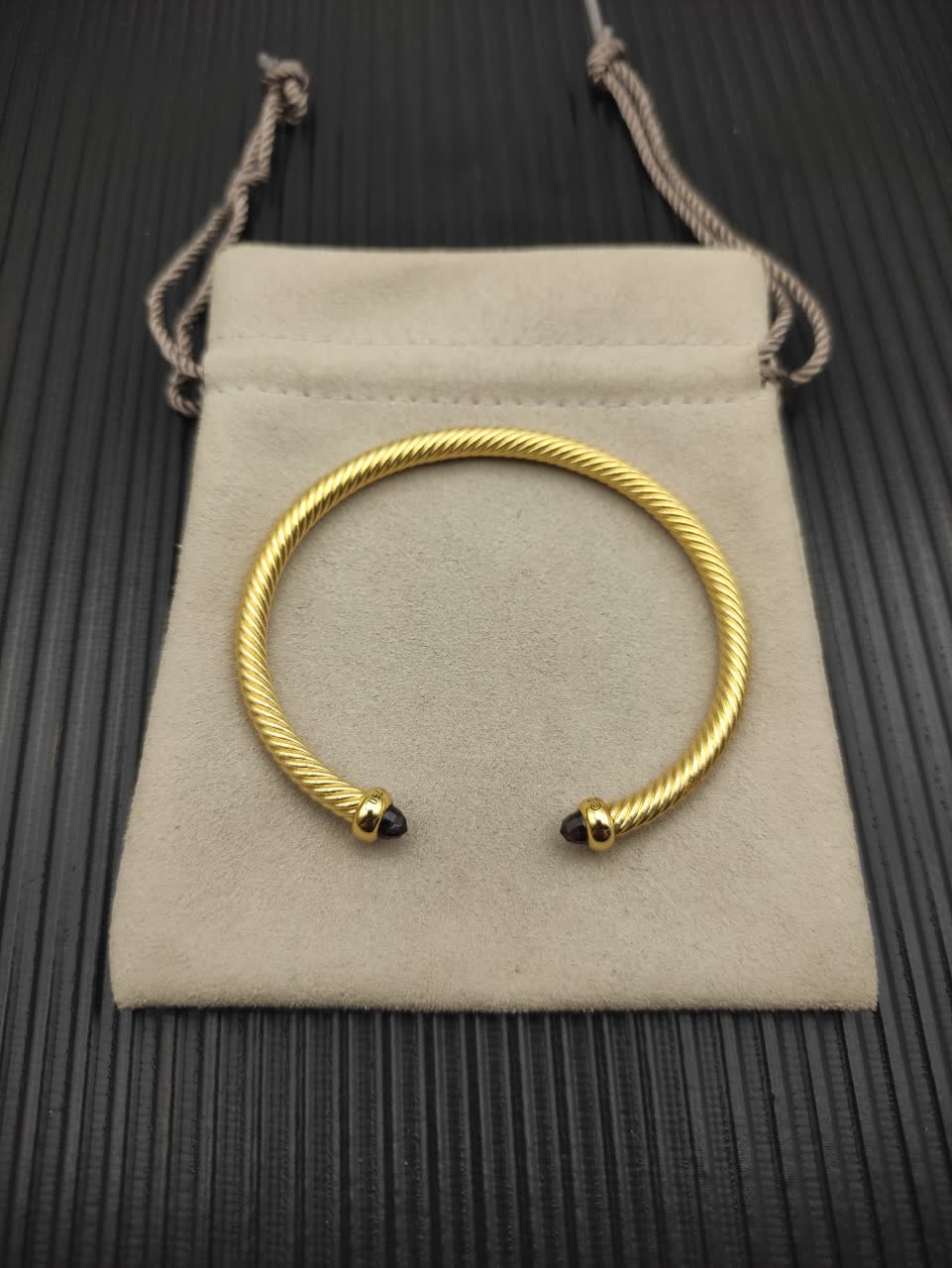 David Yurman Gold Tone Gemstone Cuff Bracelet